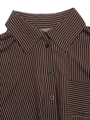 Striped Button-up Bodysuit in Brown, alternate angle
