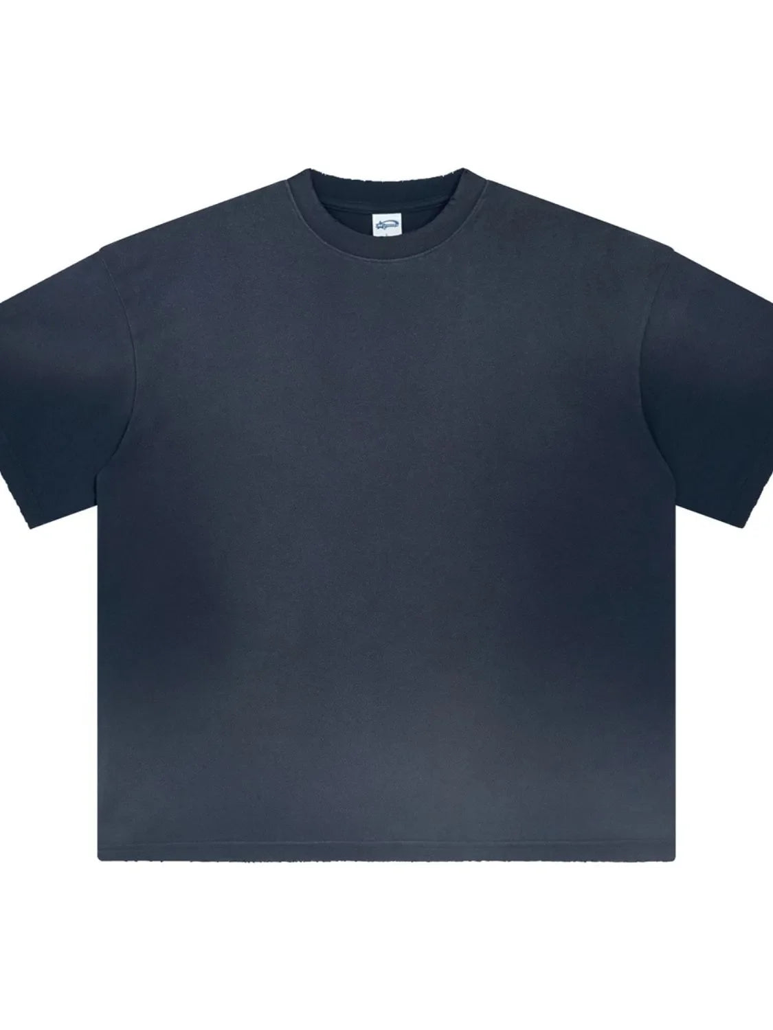Oversized washed cotton crewneck tee in Navy with a relaxed fit and short sleeves.
