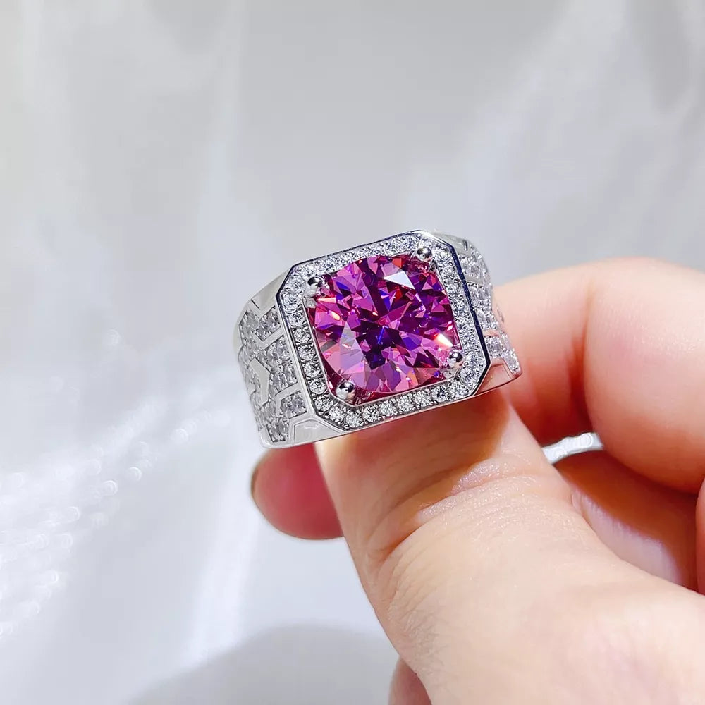 0.3 Carat Sterling Silver Geometric Solitaire Cocktail Ring, model styling view