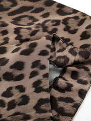 Flowy leopard print maxi skirt with a brown and black animal print pattern.