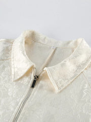 Jacquard Bomber Jacket With Drawstring Waist option 6