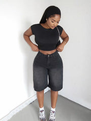 Effortless High-waisted Denim Shorts