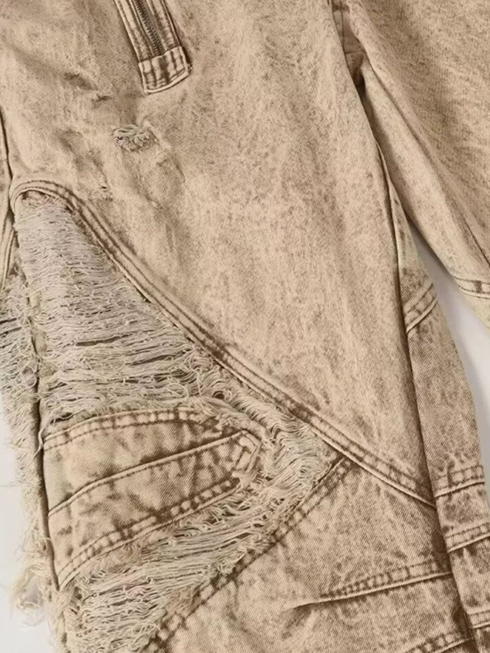 Men's Distressed Wide-leg Jeans Plus Size in Khaki, back view