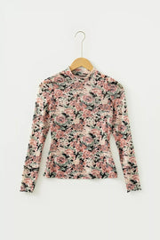 Multicolour Retro Floral Ruffle Tank Top in Floral, model styling view