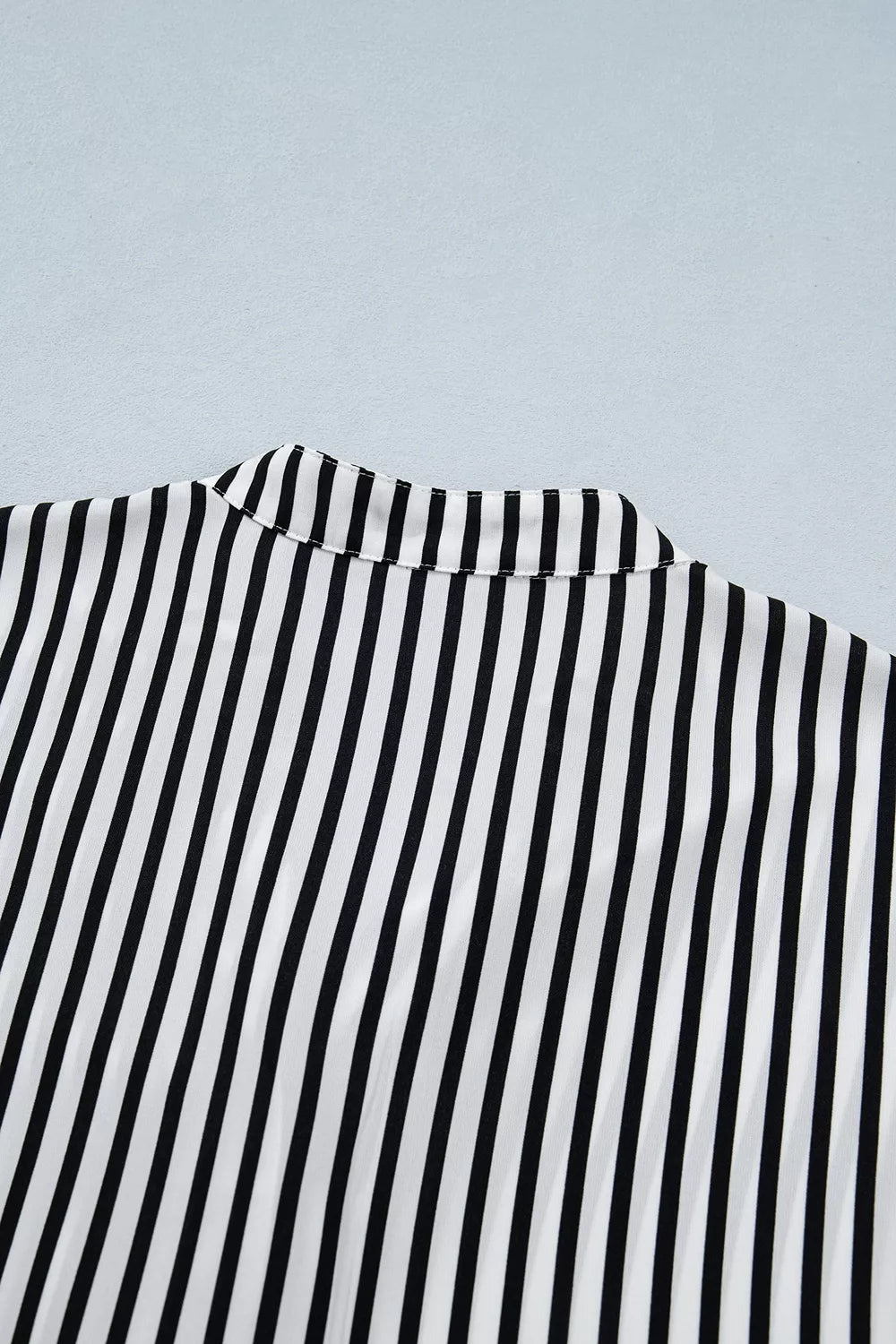 Striped Half Sleeve Button-up Shirt in Black, editorial view