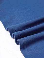 Dark Blue relaxed fit t-shirt with contrast trim detail and double-stitched seams.