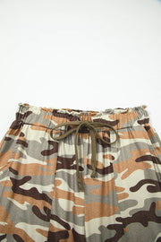 Camouflage Printed Drawstring Jogger Pants, fabric detail