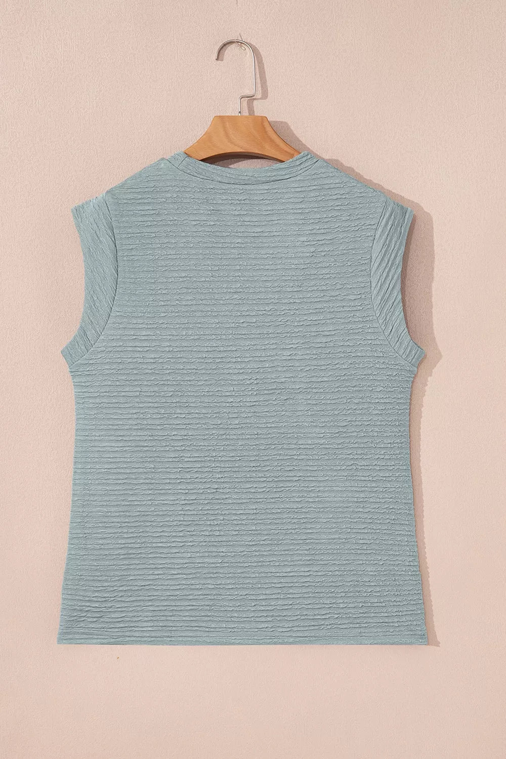 Textured crew neck t-shirt with cap sleeves in air force blue
