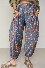 Floral Print Relaxed Fit Jeans in Medium, close-up detail