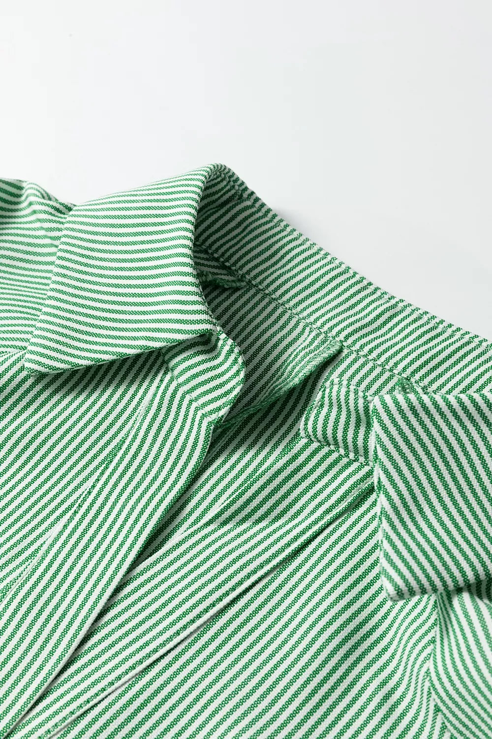 Striped Collared Split Neck Half Sleeve Blouse, alternate angle