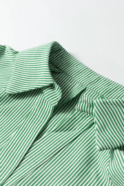 Striped Collared Split Neck Half Sleeve Blouse, alternate angle