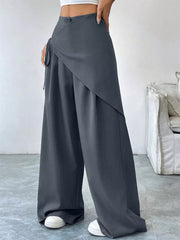 High-waisted Wrap Detail Wide-leg Pants