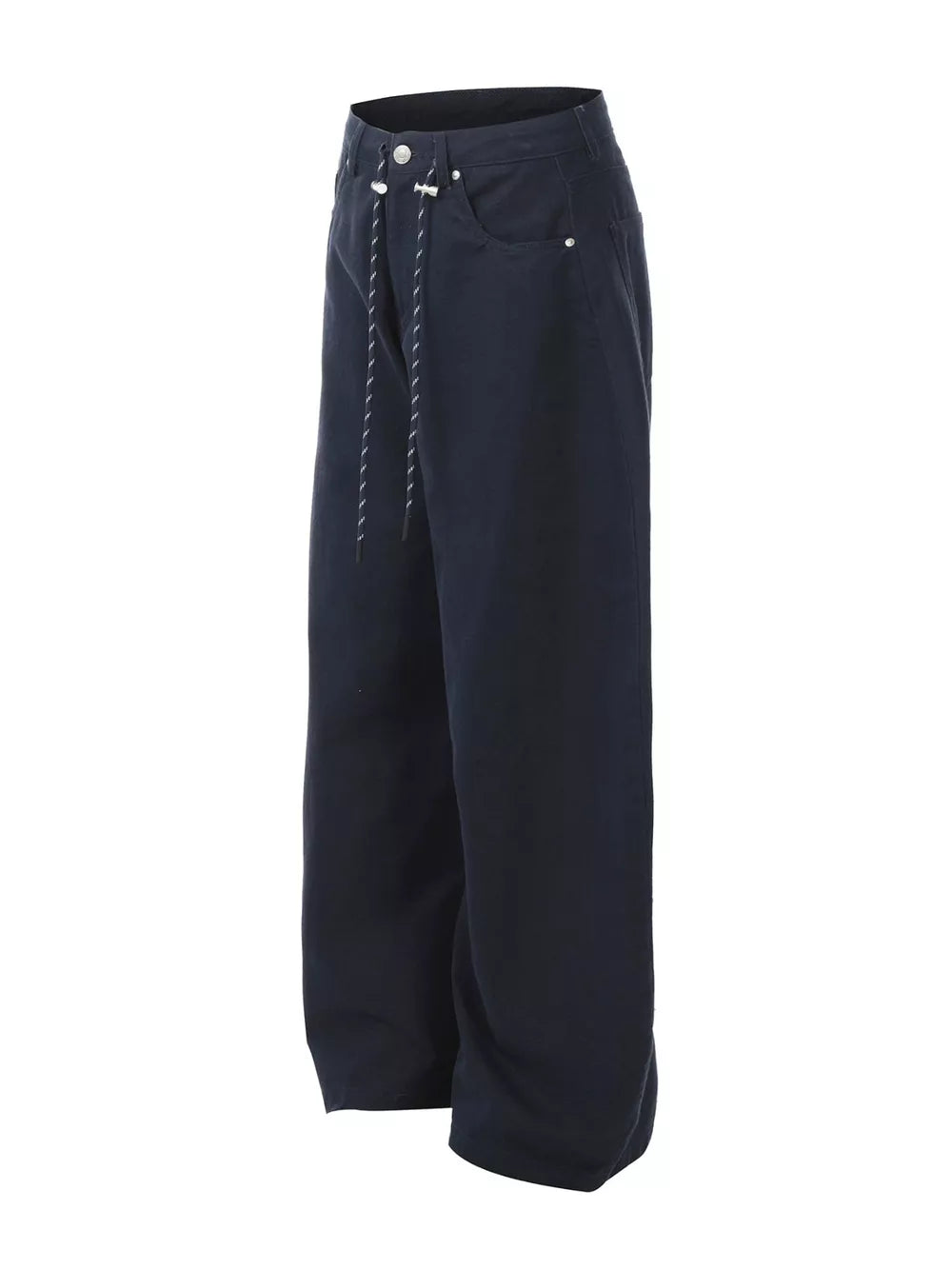 Men's Wide Leg Drawstring Pants in Blue, side view