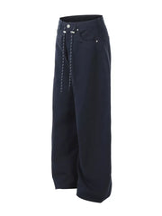 Men's Wide Leg Drawstring Pants in Blue, side view