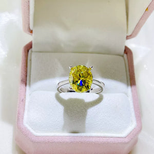 Oval Solitaire 0.5 Carat Moissanite Sterling Silver Ring, close-up detail