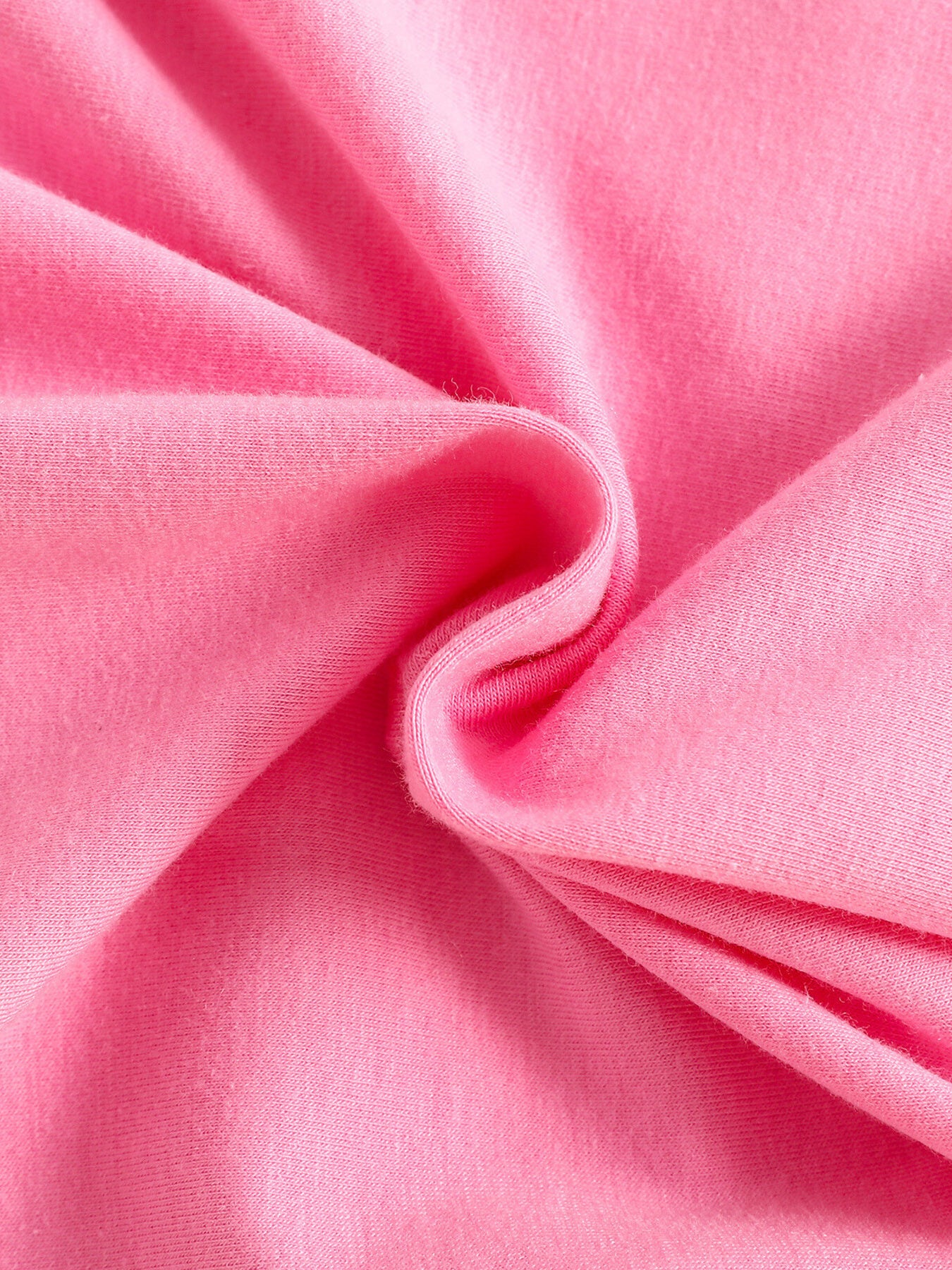 Pink cotton blend toddler crop top fabric detail