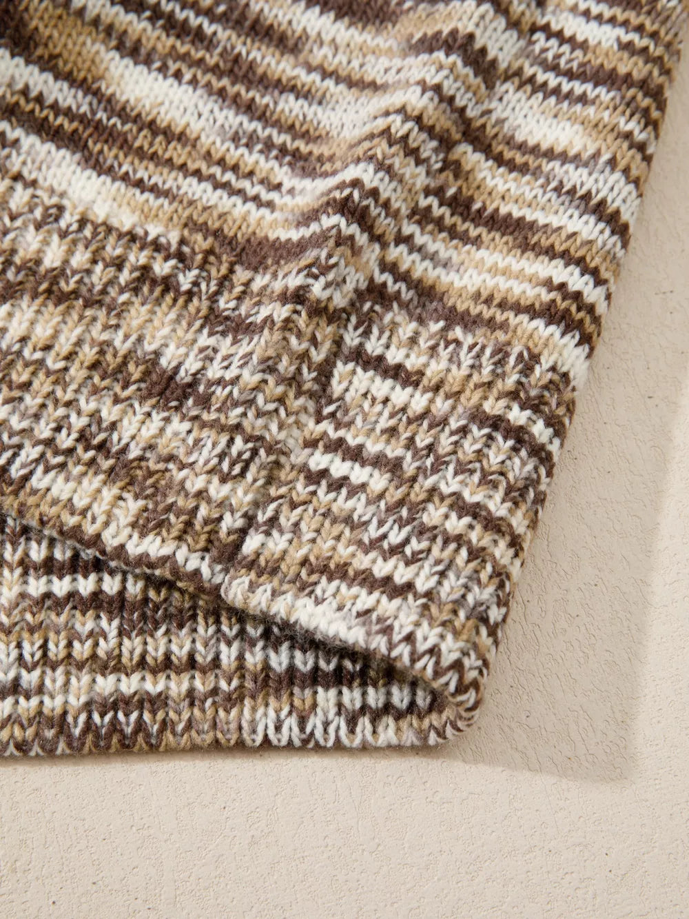 Horseshoe Knit Sweater Vest in brown and cream stripe pattern, acrylic knit.