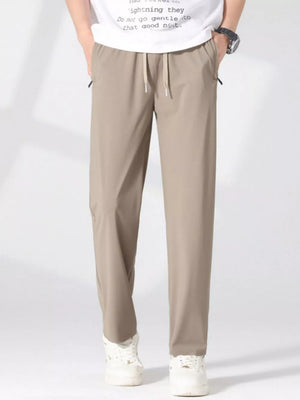 Men's Plus Size Quick-dry Casual Pants in Khaki, back view