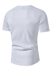 White cotton t-shirt with textured fabric and short sleeves