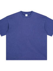 Oversized washed cotton crewneck t-shirt in Dusty Blue with a relaxed fit and crew neckline.