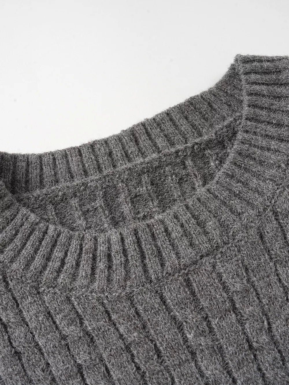 Men's Ribbed Short Sleeve Knit Top in Gray, back view