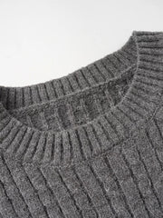 Men's Ribbed Short Sleeve Knit Top in Gray, back view