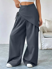 High-waisted Wrap Detail Wide-leg Pants