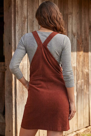 Ribbed Corduroy Zip-up Sleeveless Sheath Dress, fabric detail