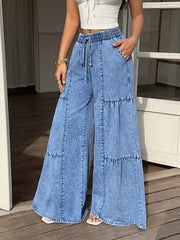 Wide Leg Tiered Jeans, close-up detail
