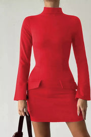 Long-sleeve Mini Dress With Flap Pockets, fabric detail