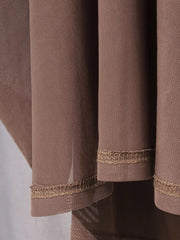 Ruched Long-sleeve Maxi Dress With Cutout in Brown, view 16