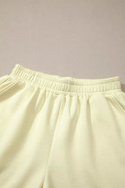 Light yellow casual two-piece set shorts with elastic waistband