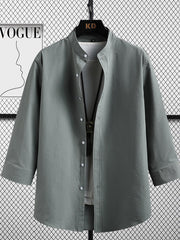 Relaxed Three-quarter Sleeve Men's Shirt