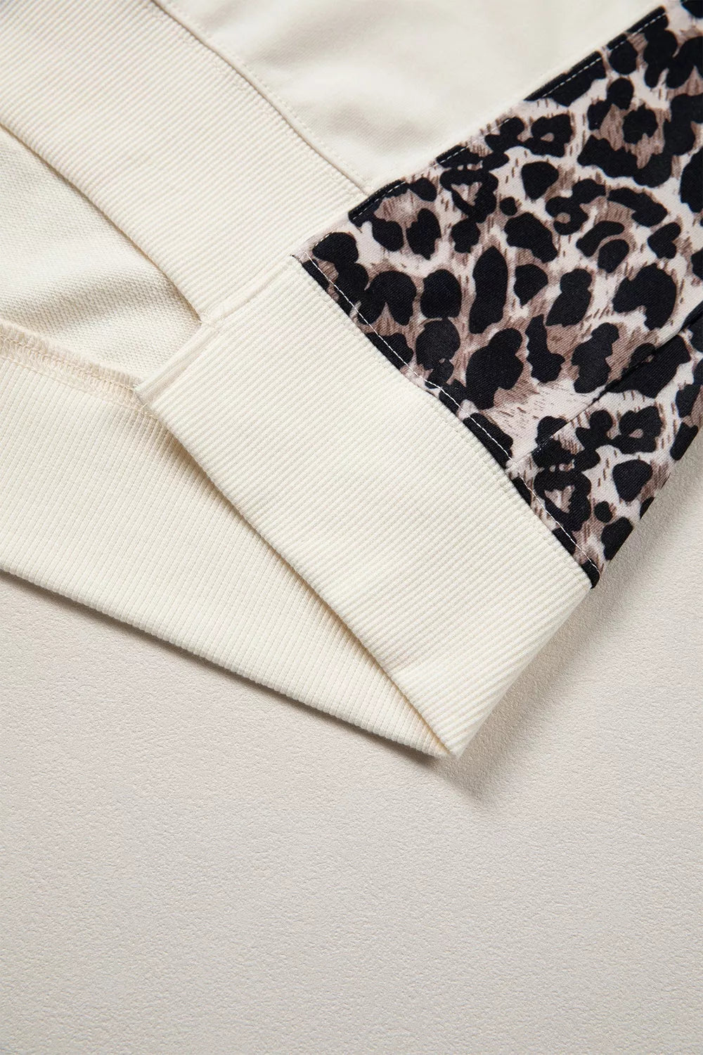 Leopard Patchwork Uneven Hem Short Sleeve Top, alternate angle