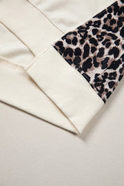 Leopard Patchwork Uneven Hem Short Sleeve Top, alternate angle