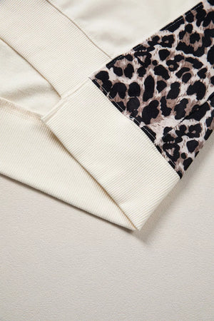 Leopard Patchwork Uneven Hem Short Sleeve Top, alternate angle
