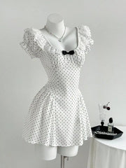 Lace Detail Polka Dot Mini Dress, model styling view
