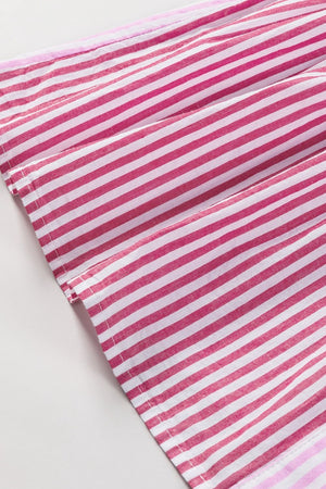 Pink striped blouse with ruffle sleeves detail