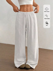 Wide-leg Drawstring Cotton Pants, front view