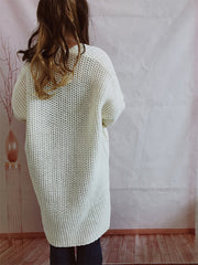 Chunky knit cocoon cardigan coat in white with a relaxed fit and open front.