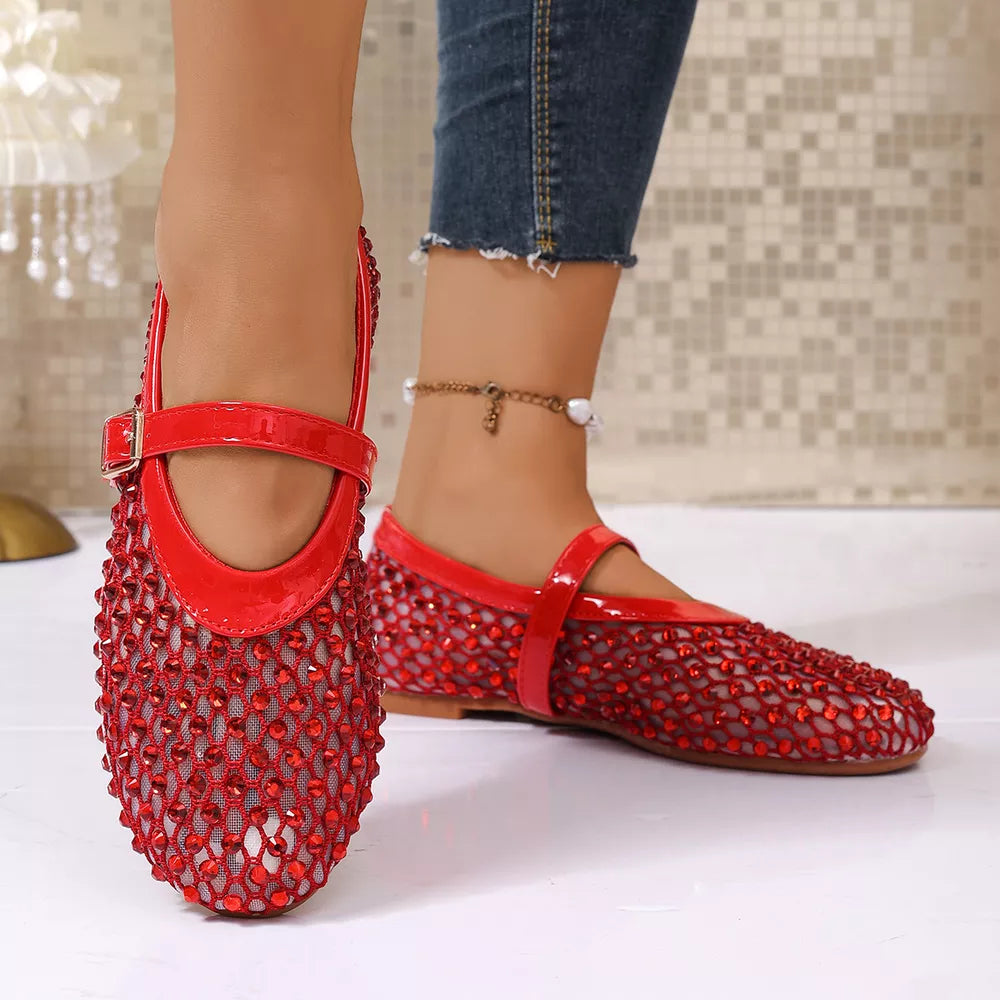 Sparkling Mesh Mary Jane Sneakers in Black, back view
