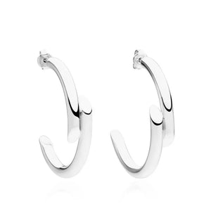 Sculptural silver C-hoop earrings with a contemporary design.