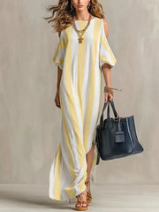 Striped Cold Shoulder Maxi Dress, product detail
