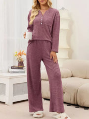 dusty blue pajama set with pocketed and long sleeve