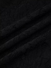 Black lace cutout mini dress fabric detail