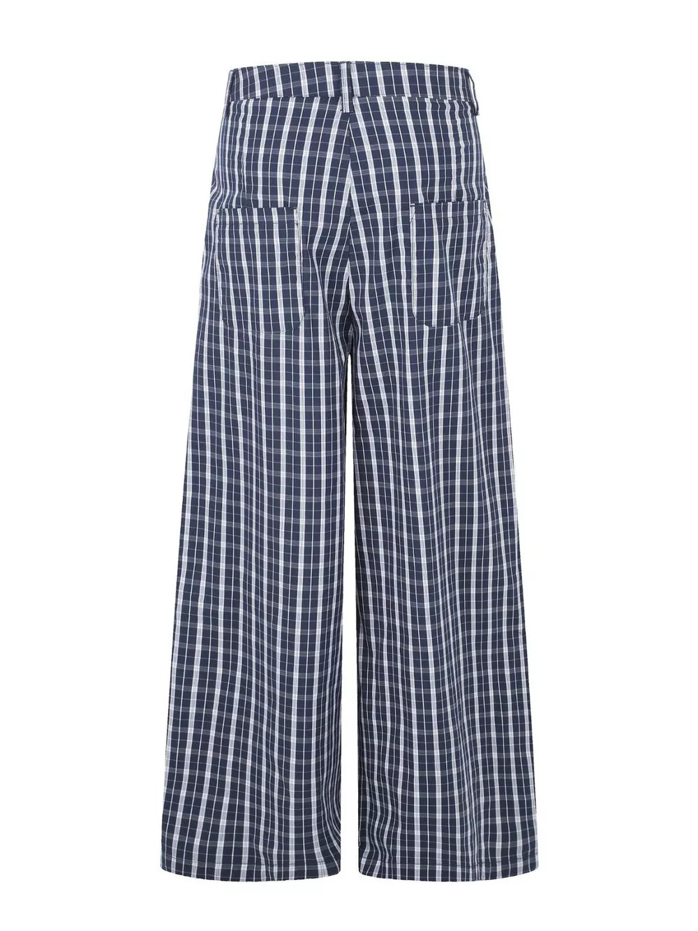 Men's Wide Leg Plaid Button-front Pants, close-up detail