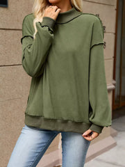 65% rayon, 30% polyester, 5% spandex Care instructions: Machine wash cold sweatshirt in Red with loose silhouette
