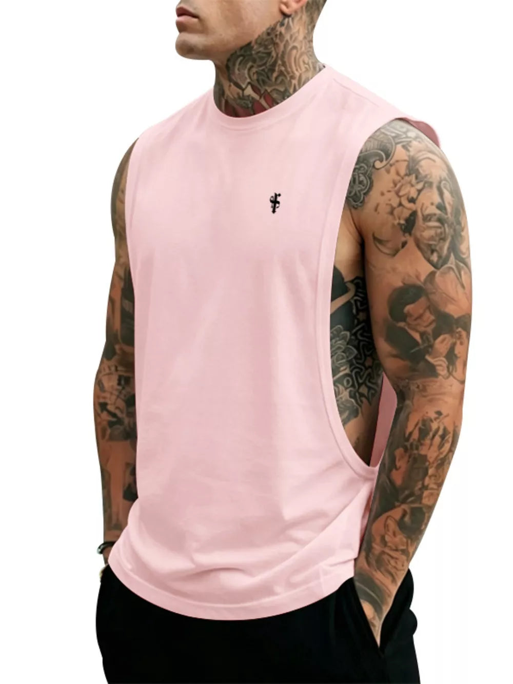 Men's Full Size Round Neck Tank Top Plus Size, fabric detail