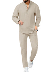 Casual Olive Two-piece Men's Set