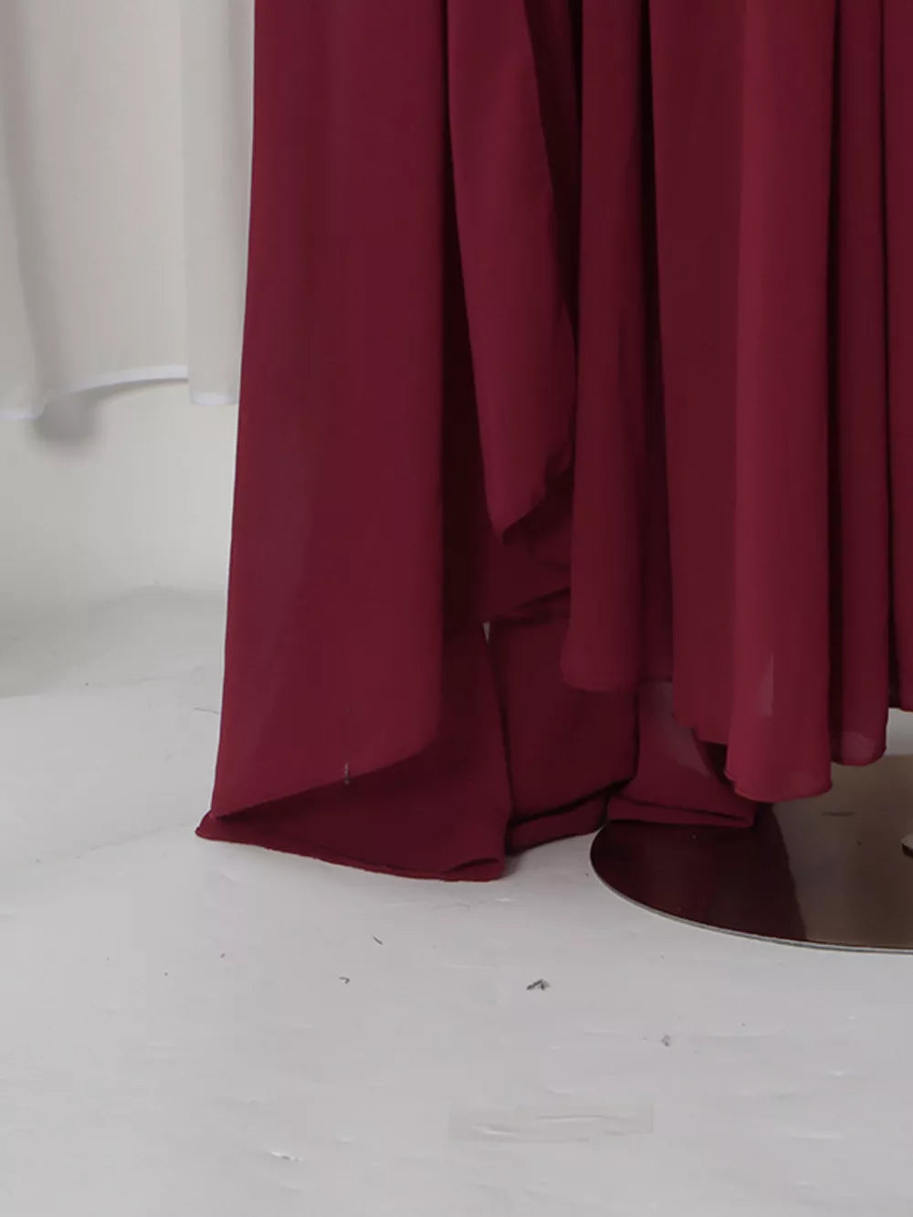 Ruched Halter Neck Cape Maxi Dress in Red, view 15